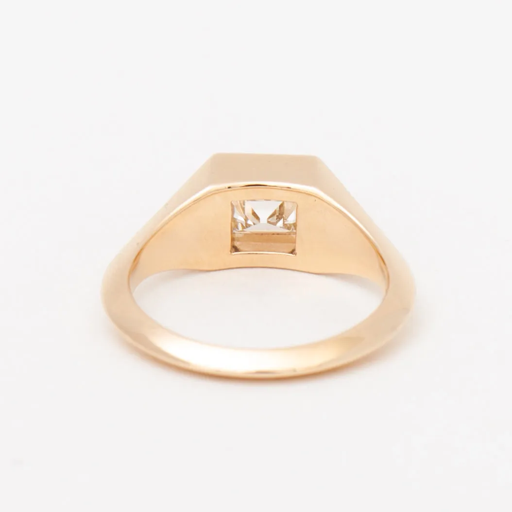 1.31 ct Carré-cut Diamond Solo Signet Ring