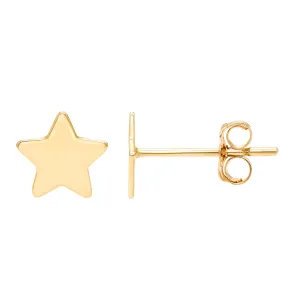 14k Yellow Gold 5.5mm Dainty Star Stud Earrings, with Pushback, Women’s, Unisex