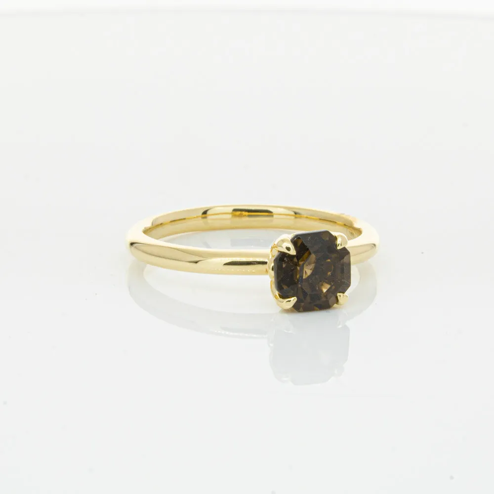 18ct Yellow Gold Smoky Quartz Mini Octavia Ring