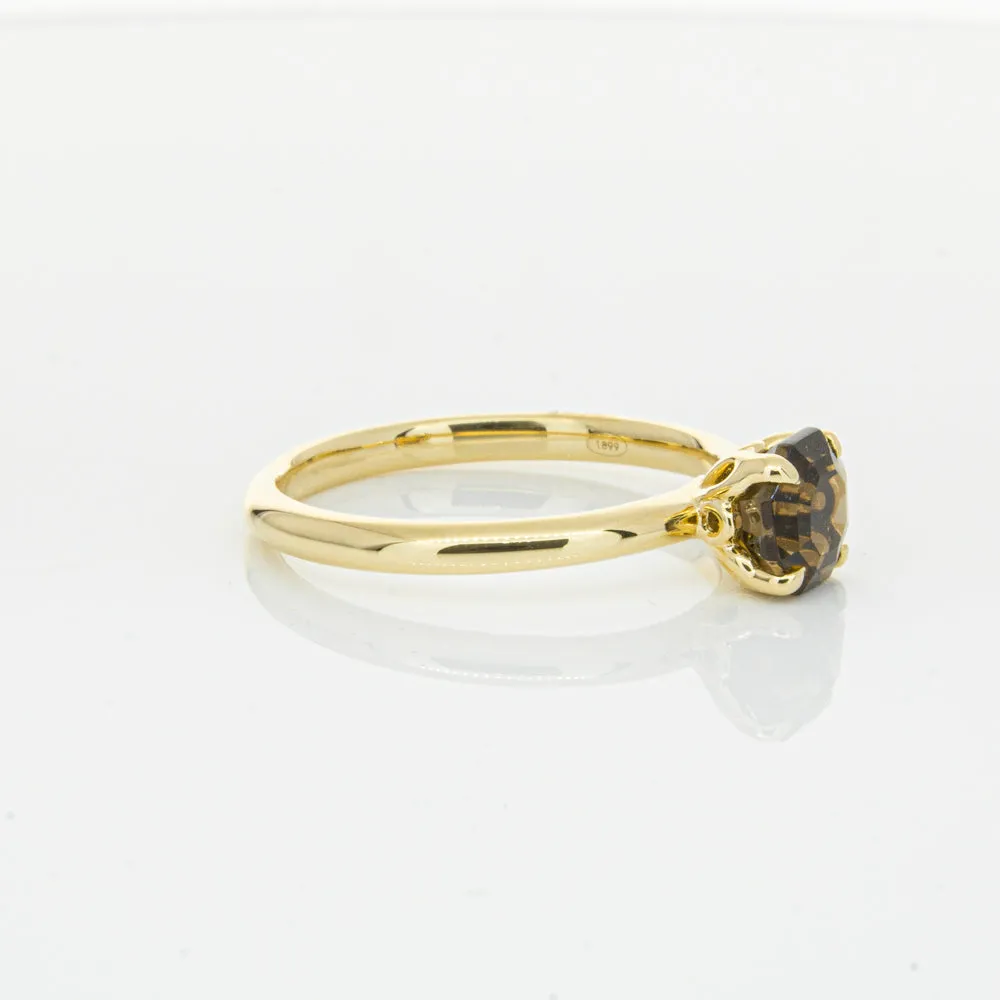 18ct Yellow Gold Smoky Quartz Mini Octavia Ring