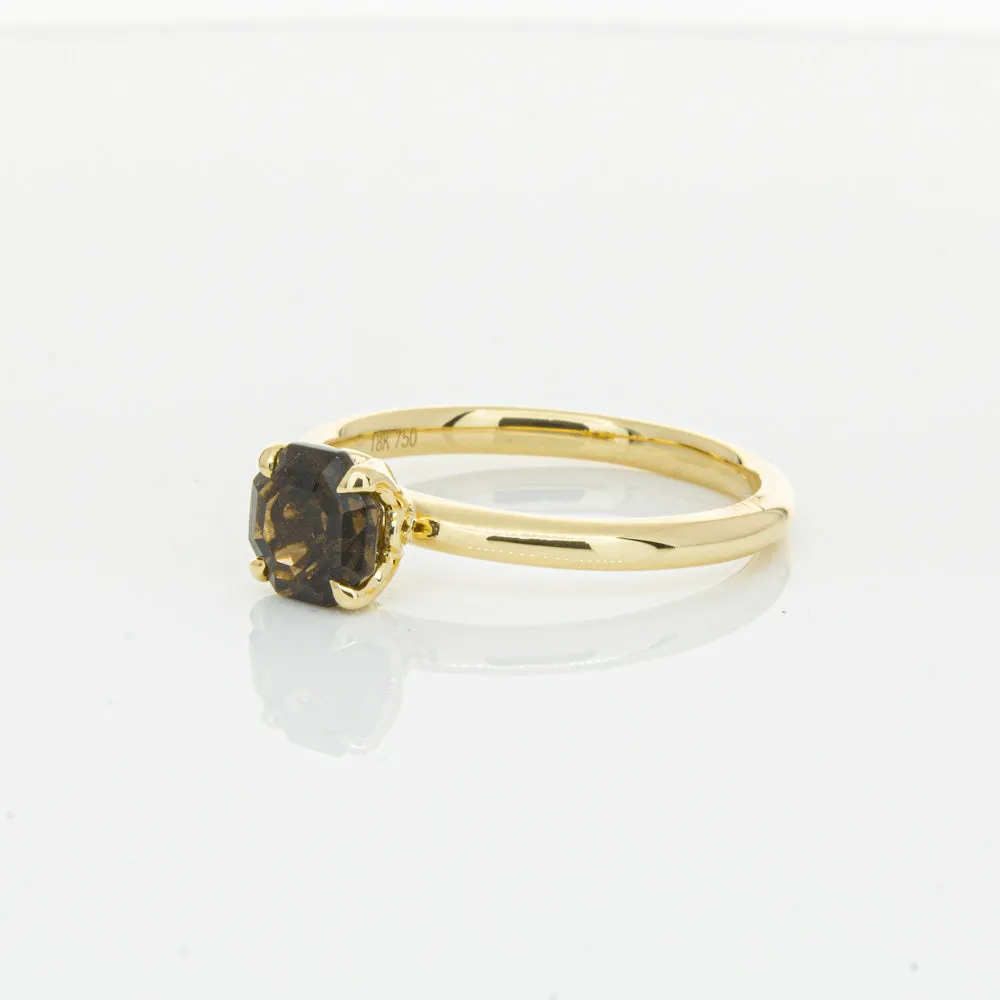 18ct Yellow Gold Smoky Quartz Mini Octavia Ring