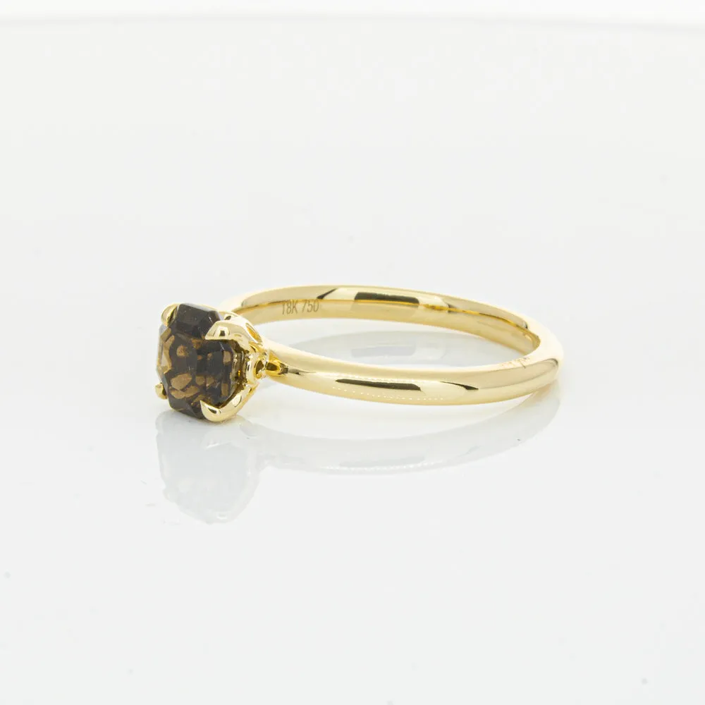 18ct Yellow Gold Smoky Quartz Mini Octavia Ring