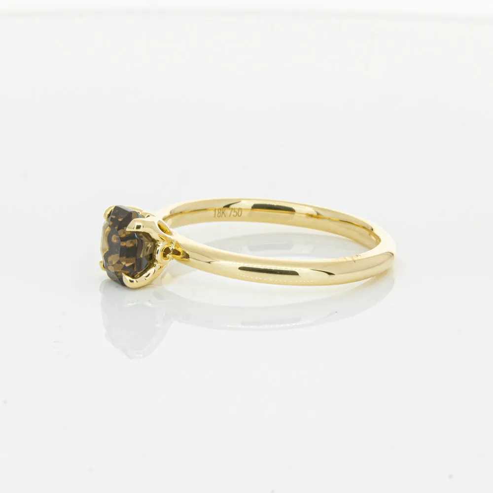 18ct Yellow Gold Smoky Quartz Mini Octavia Ring