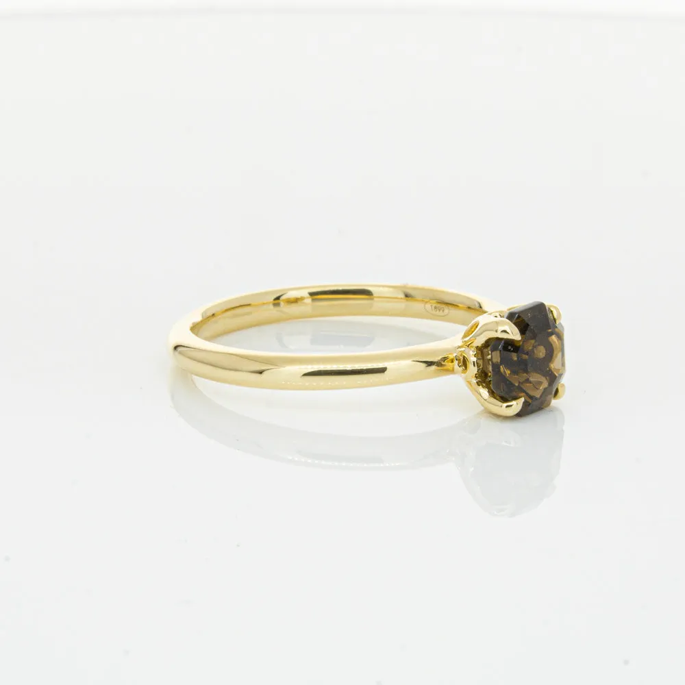 18ct Yellow Gold Smoky Quartz Mini Octavia Ring