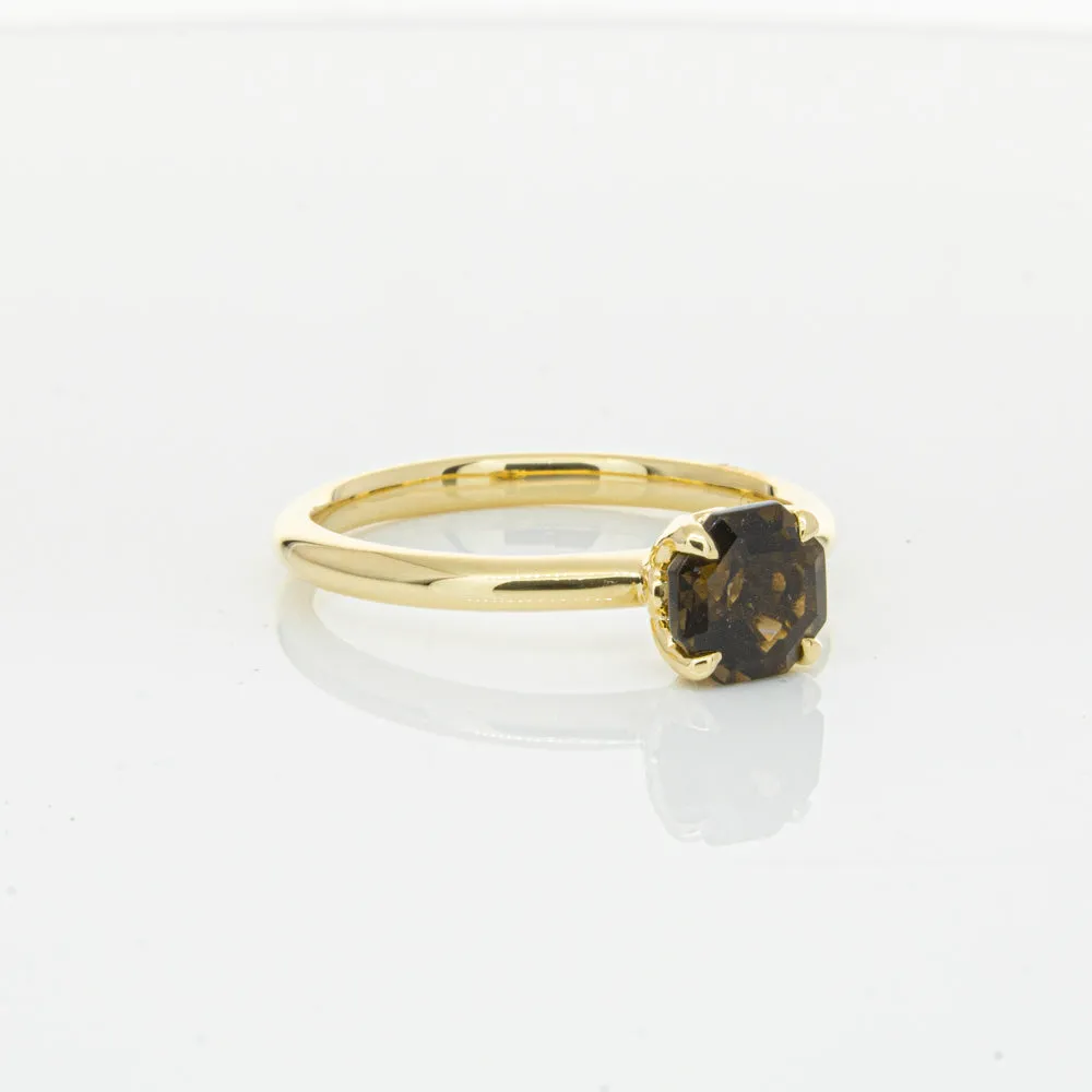 18ct Yellow Gold Smoky Quartz Mini Octavia Ring