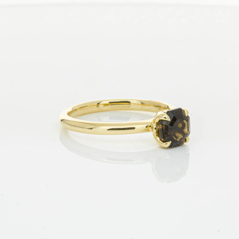 18ct Yellow Gold Smoky Quartz Mini Octavia Ring