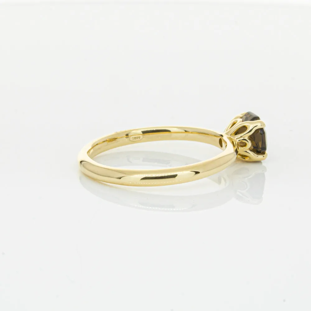 18ct Yellow Gold Smoky Quartz Mini Octavia Ring