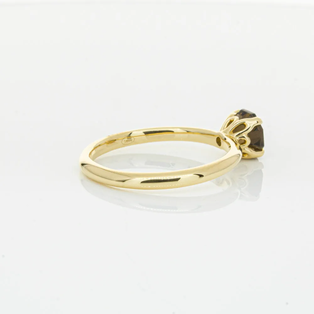 18ct Yellow Gold Smoky Quartz Mini Octavia Ring