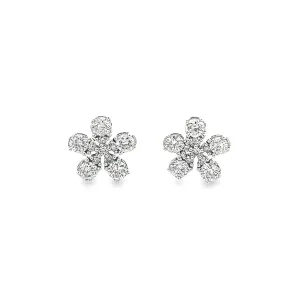 .50ct 14k White Gold Diamond Flower Studs
