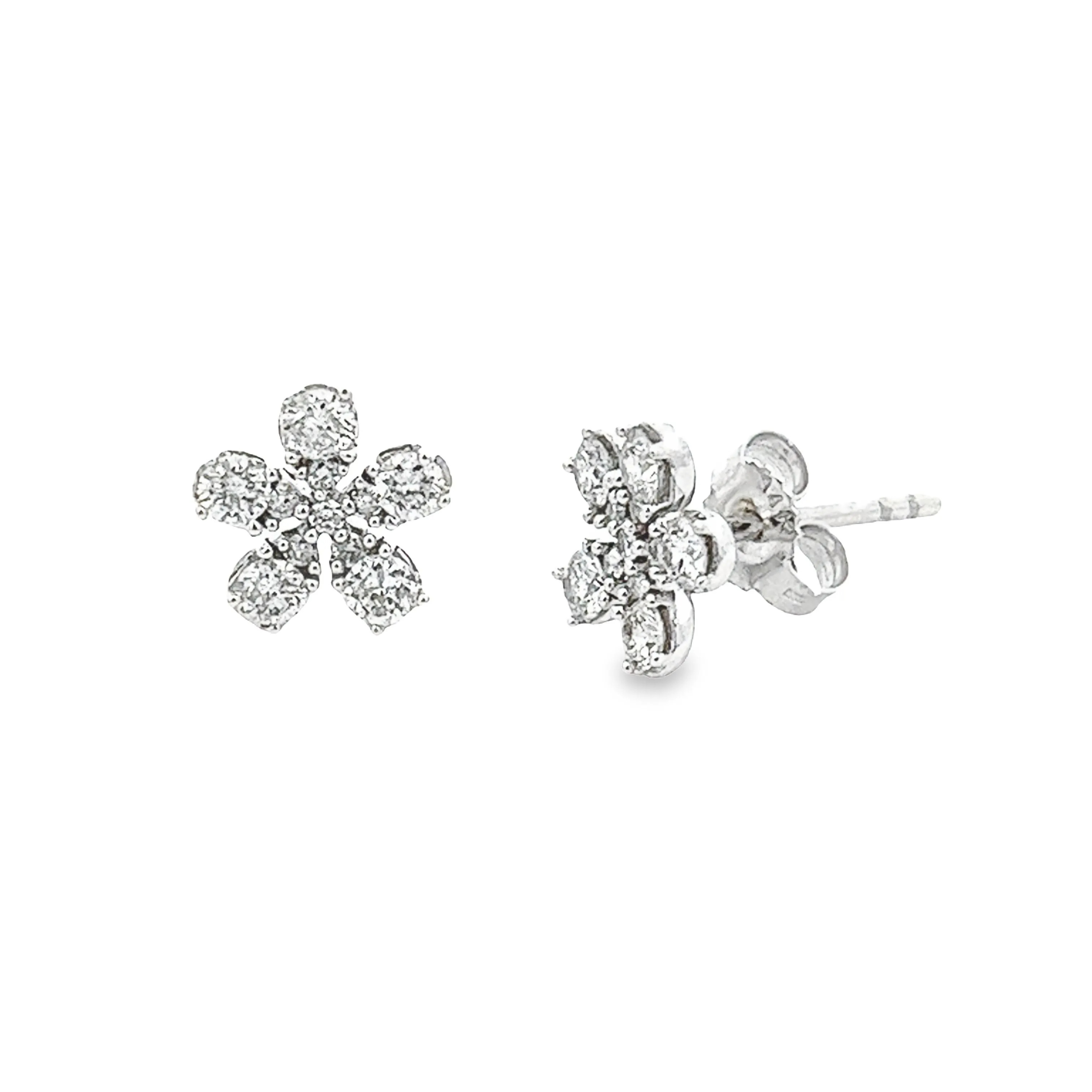 .50ct 14k White Gold Diamond Flower Studs