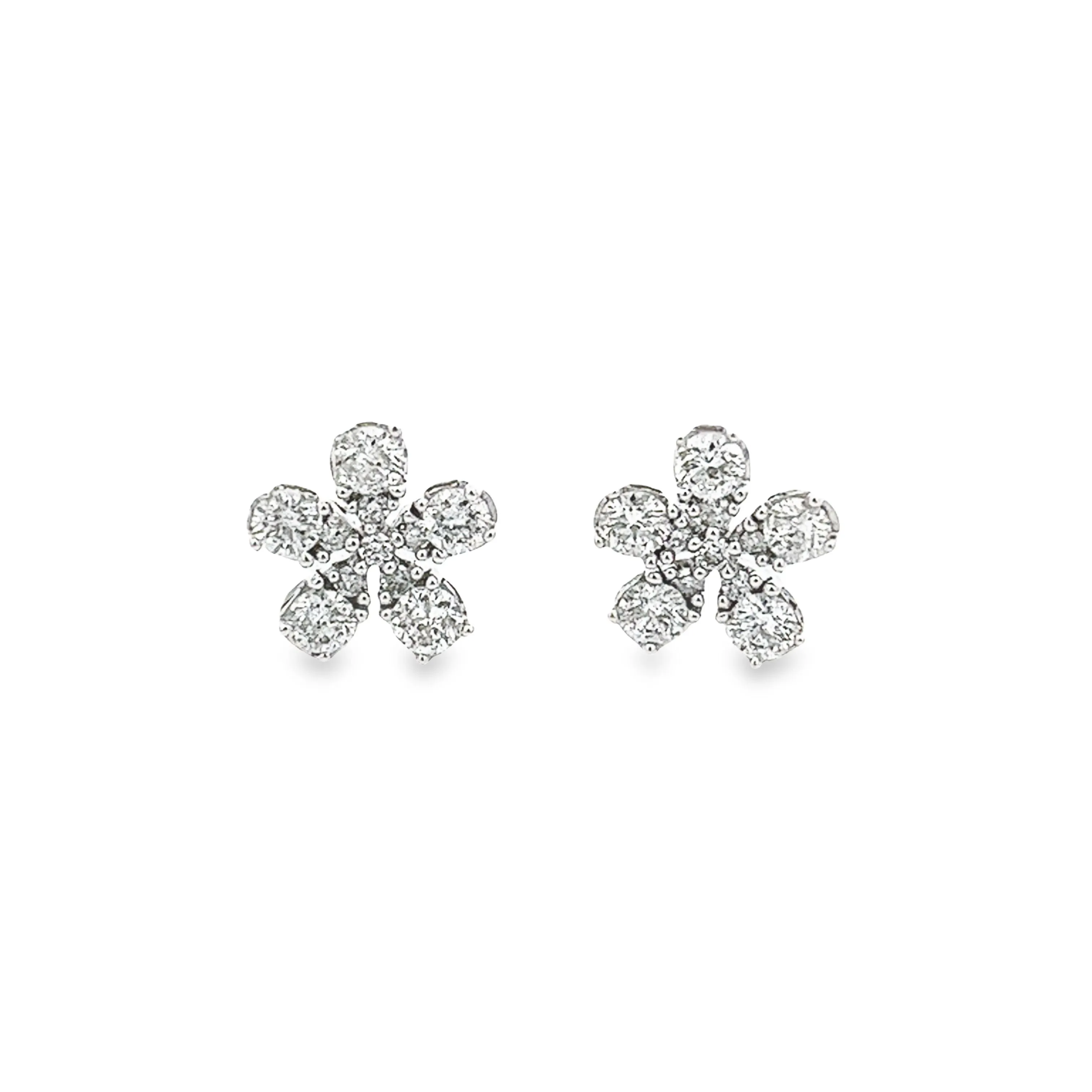 .50ct 14k White Gold Diamond Flower Studs