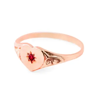 9ct Rose Gold Natural Ruby Signet Ring