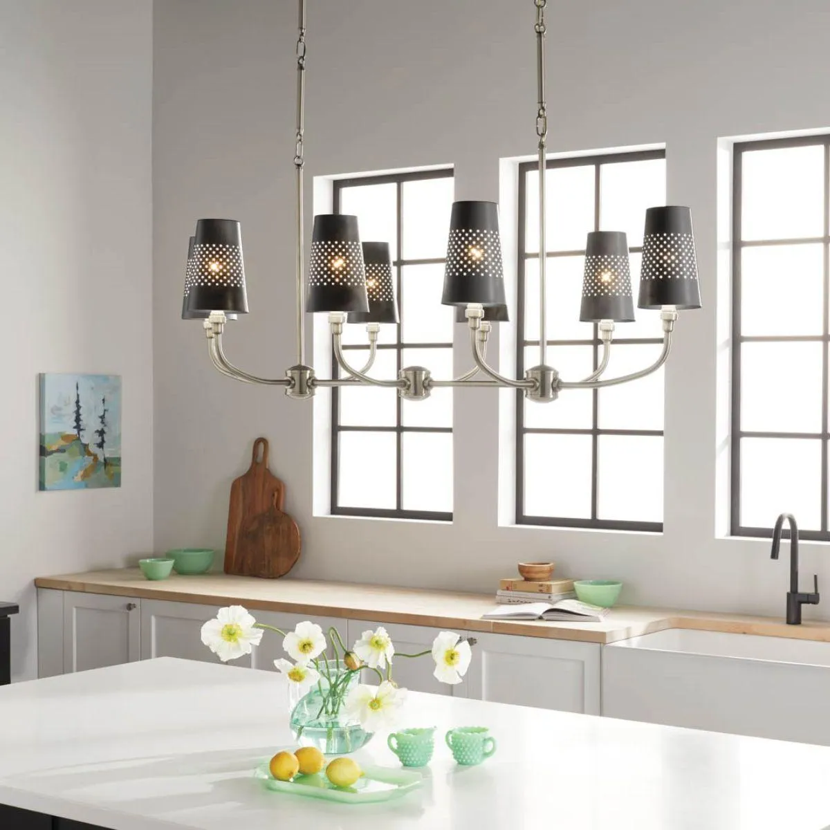 Adeena 47 in. 8 Lights Chandelier Pewter finish