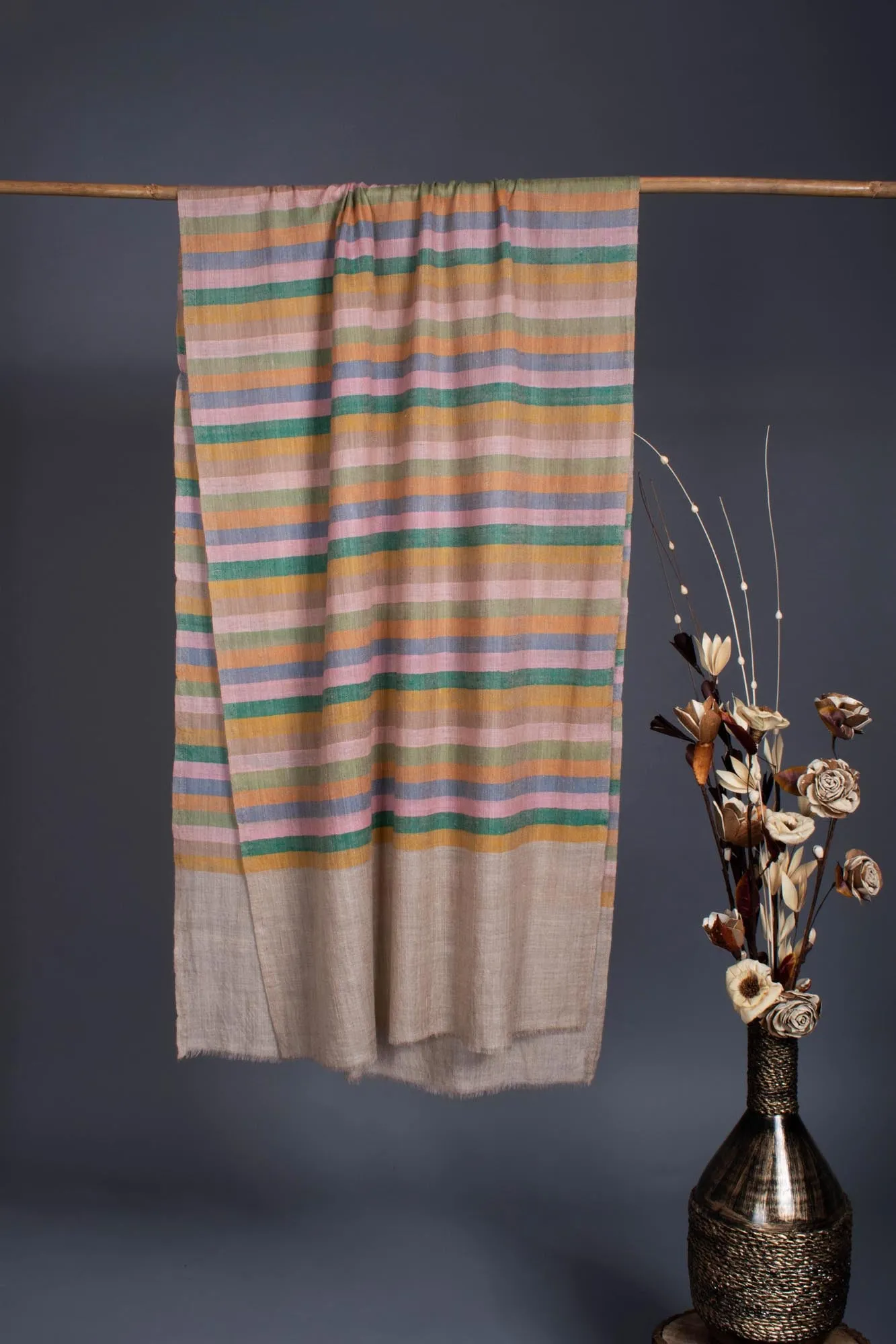 Artisan Made Striped Cashmere Wrap - NEWHAVEN