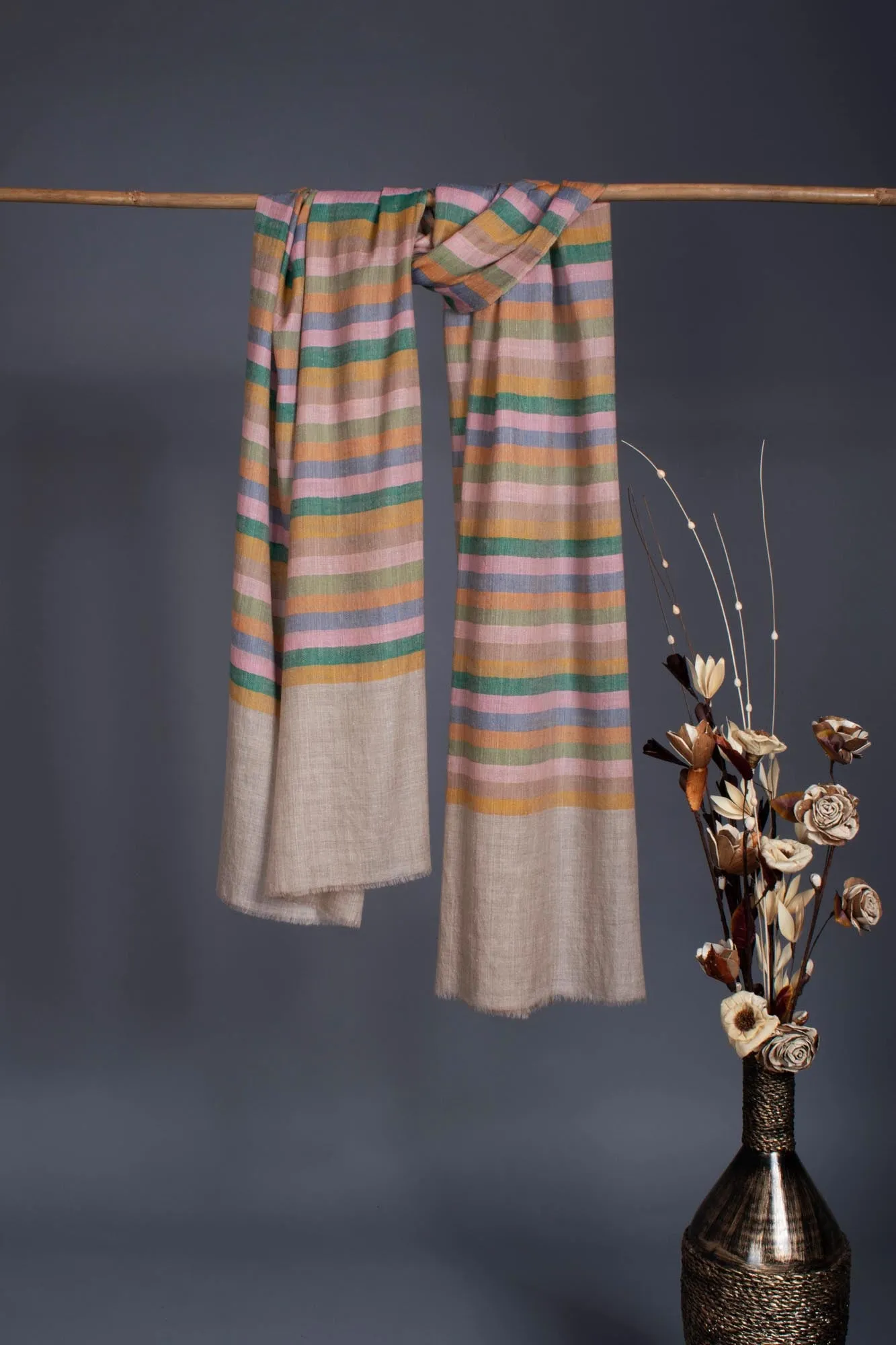 Artisan Made Striped Cashmere Wrap - NEWHAVEN