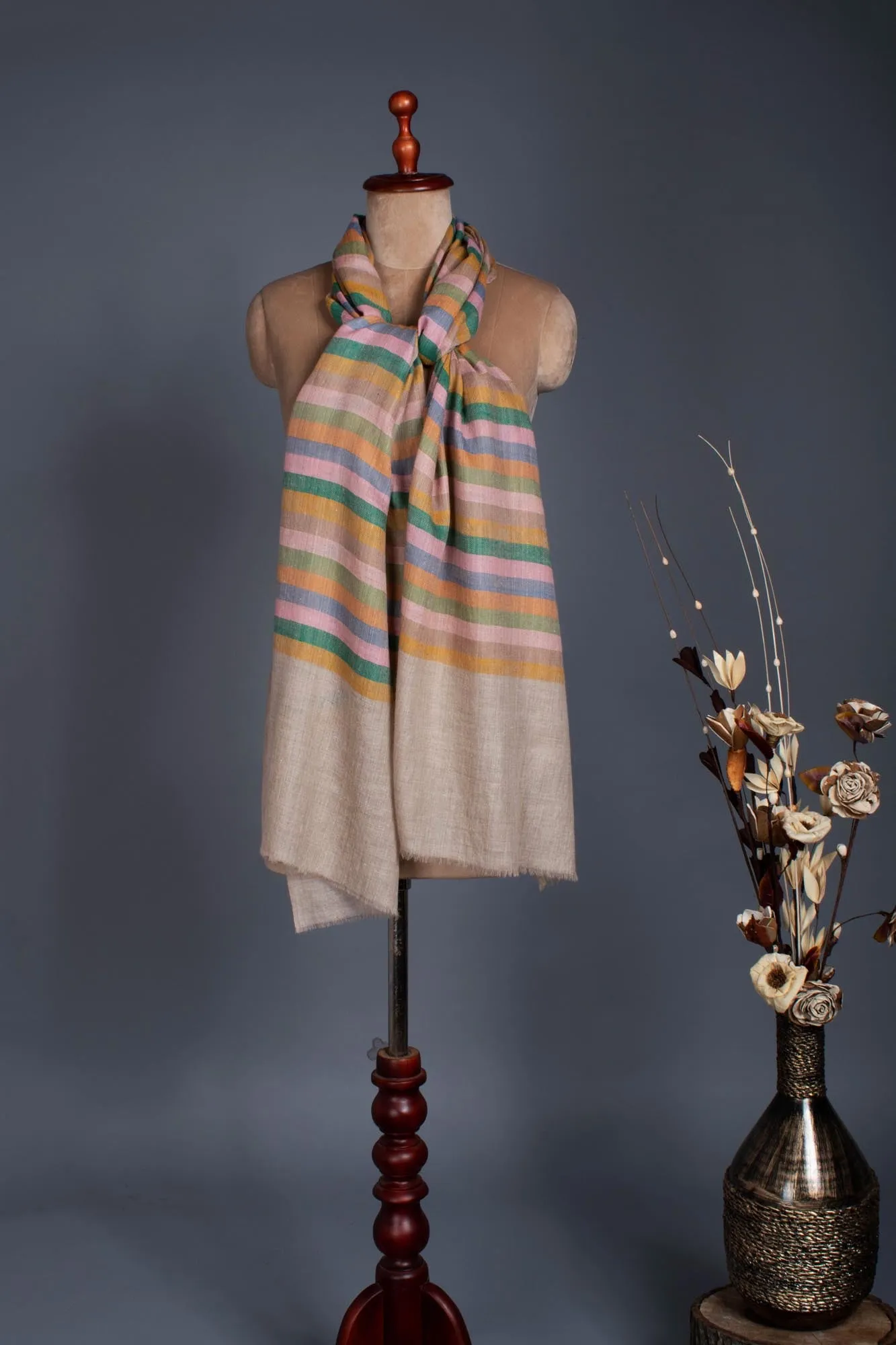 Artisan Made Striped Cashmere Wrap - NEWHAVEN