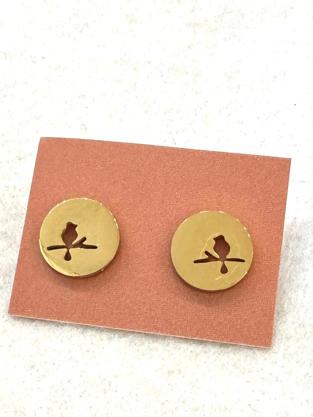 Bird on Branch Dainty Stud Earrings