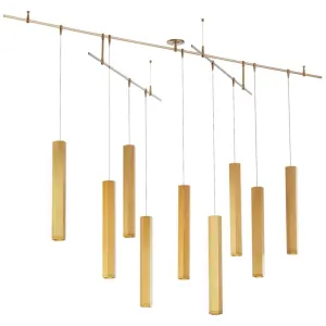 Blok 96 in. 9 Lights Large Remote LED Chandelier Brass finish