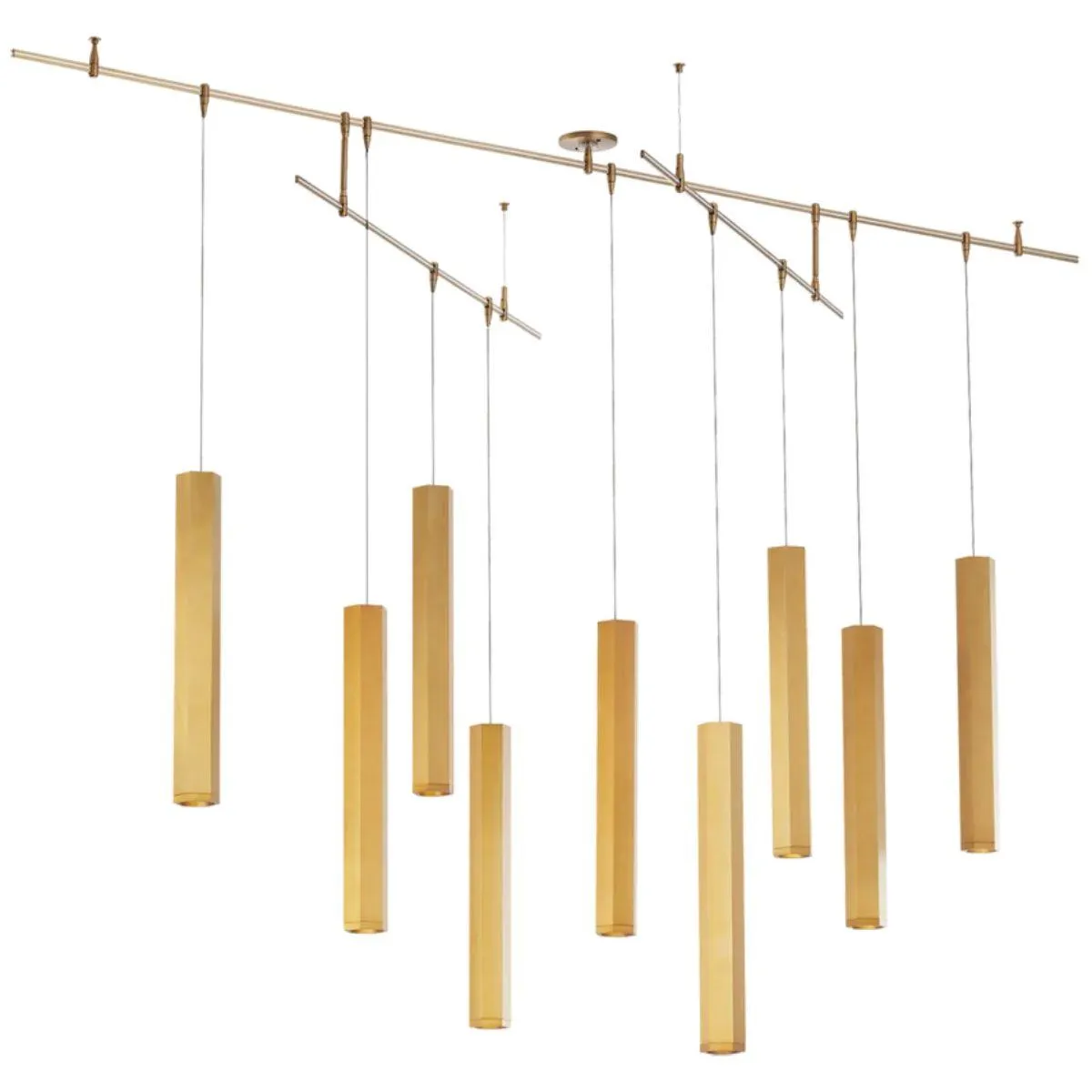 Blok 96 in. 9 Lights Large Remote LED Chandelier Brass finish