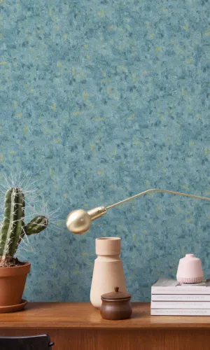 Blue & Yellow Multicolor Textured Paint Wallpaper R5991