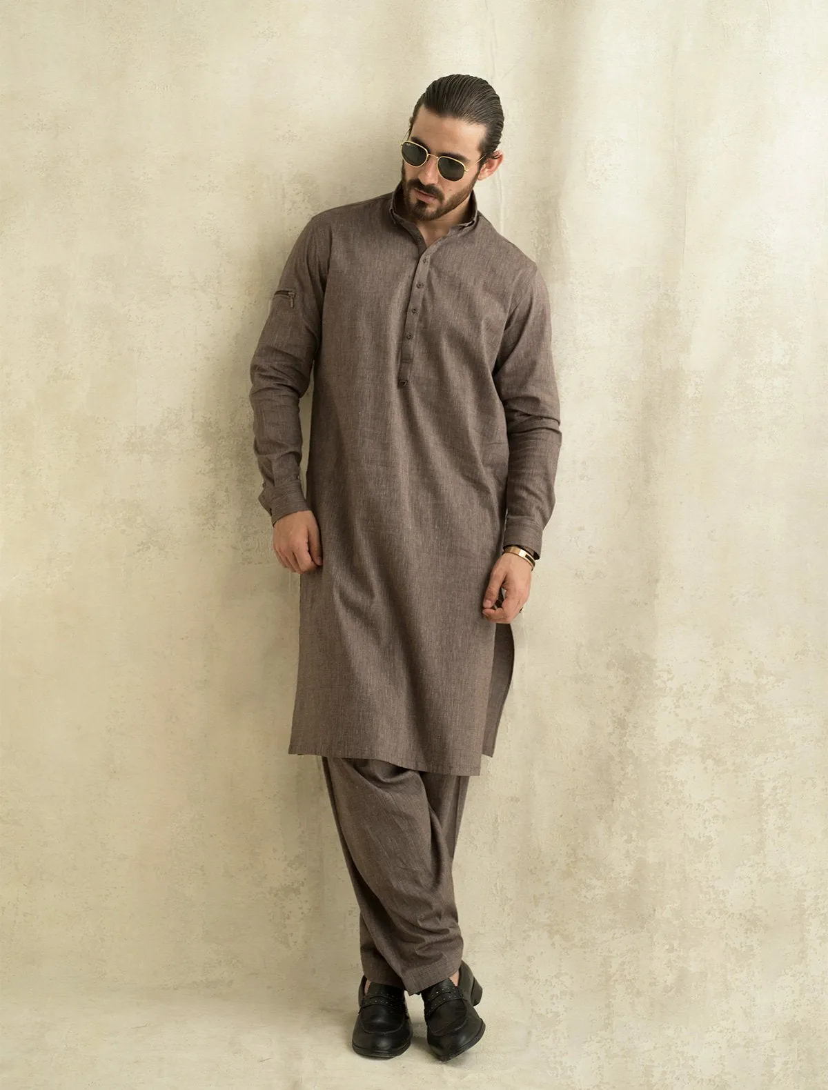 BROWN TEXTURE SHALWAR KAMEEZ