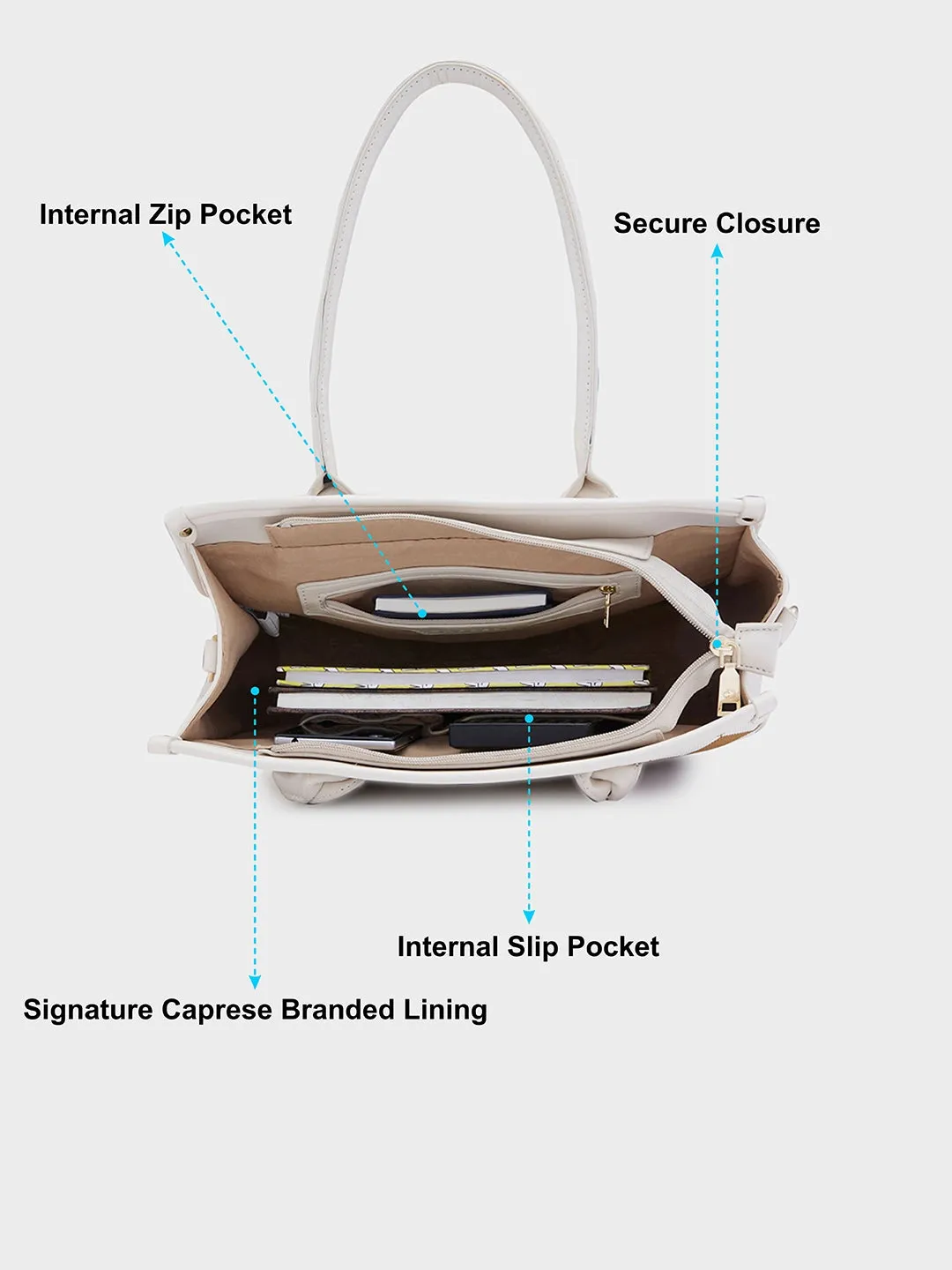 Caprese Checker Satchel Medium Cream