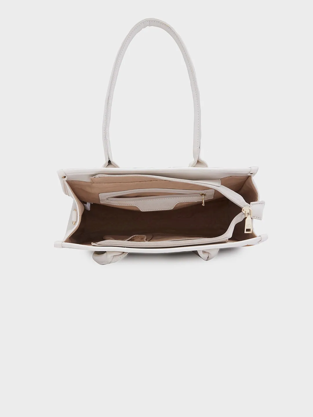 Caprese Checker Satchel Medium Cream
