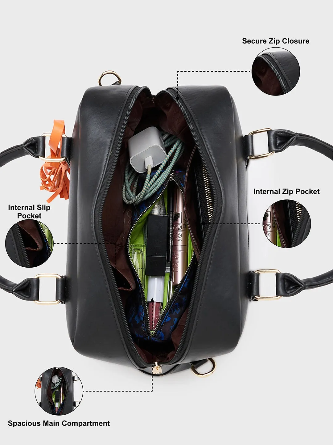 Caprese Jones Satchel Small Black
