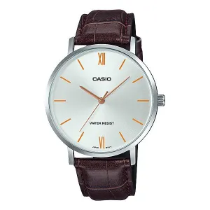 Casio Men's Analog Dark Brown Leather Band Watch MTPVT01L-7B2 MTP-VT01L-7B2