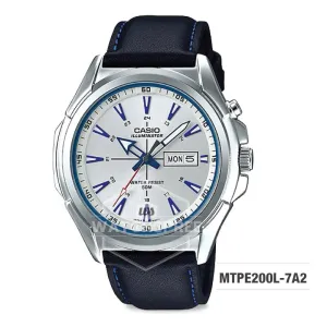 Casio Men's Standard Analog Black Leather Strap Watch MTPE200L-7A2 MTP-E200L-7A2