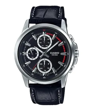 Casio Men's Standard Analog Black Leather Strap Watch MTPE317L-1A MTP-E317L-1A