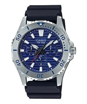 Casio Men's Standard Analog Marine Sports Black Resin Band Watch MTD1086-2A MTD-1086-2A