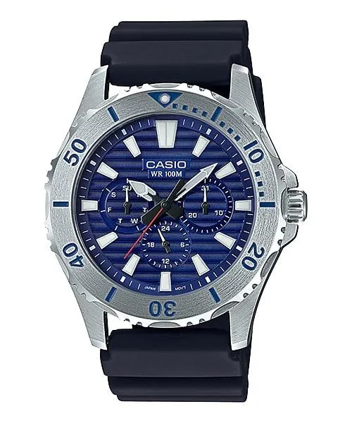 Casio Men's Standard Analog Marine Sports Black Resin Band Watch MTD1086-2A MTD-1086-2A