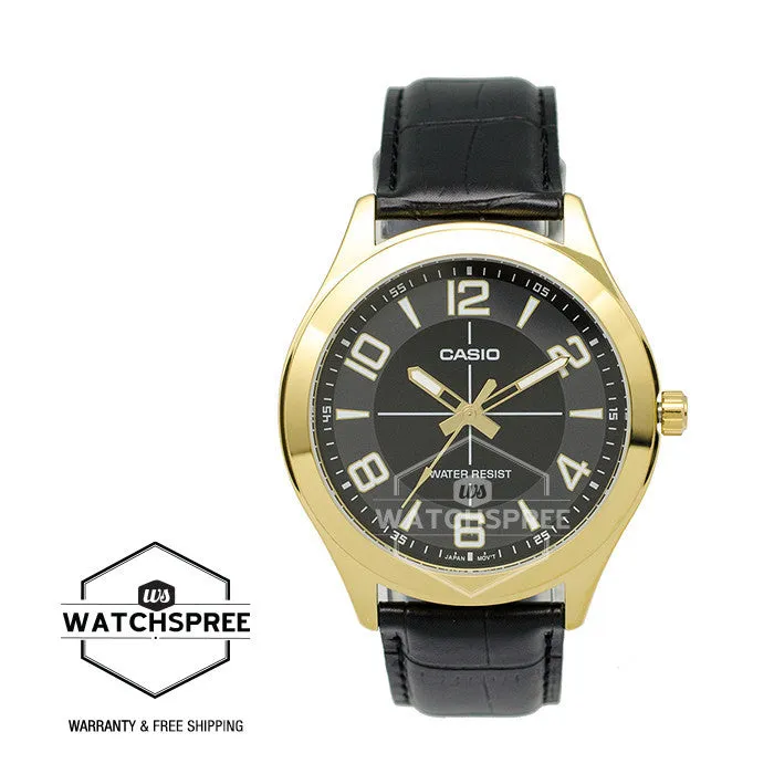 Casio Standard Analog Black Leather Strap Watch MTPVX01GL-1B