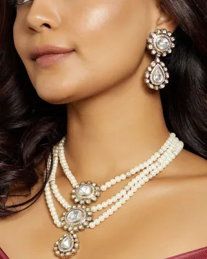 Classic Multi Layered Pearl Polki Set