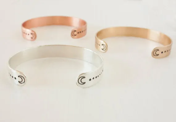 Copper Moon Phases Cuff Bracelet