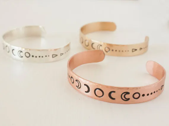 Copper Moon Phases Cuff Bracelet