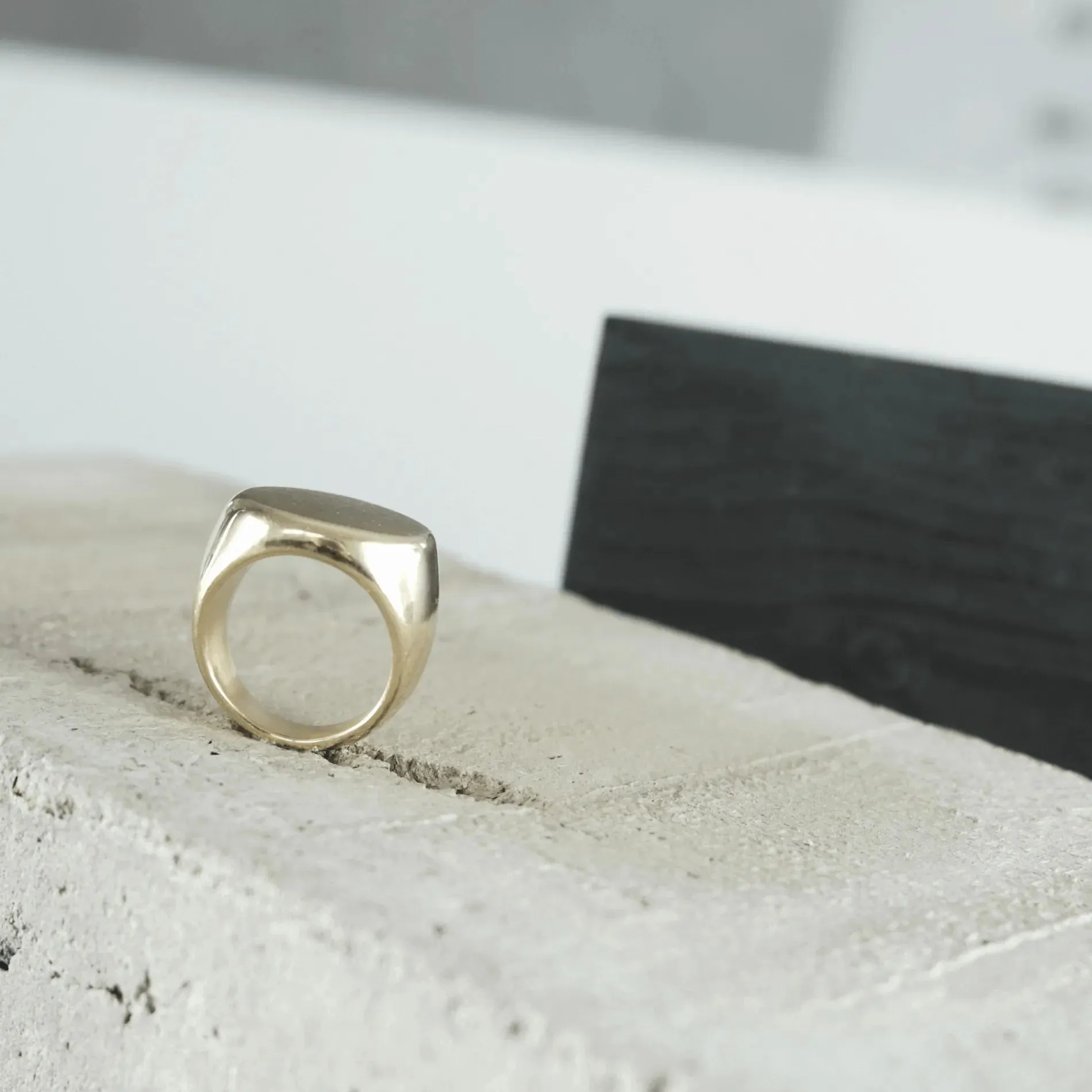 Courage Waterproof Chunky Signet Statement Ring 18K Gold Plating