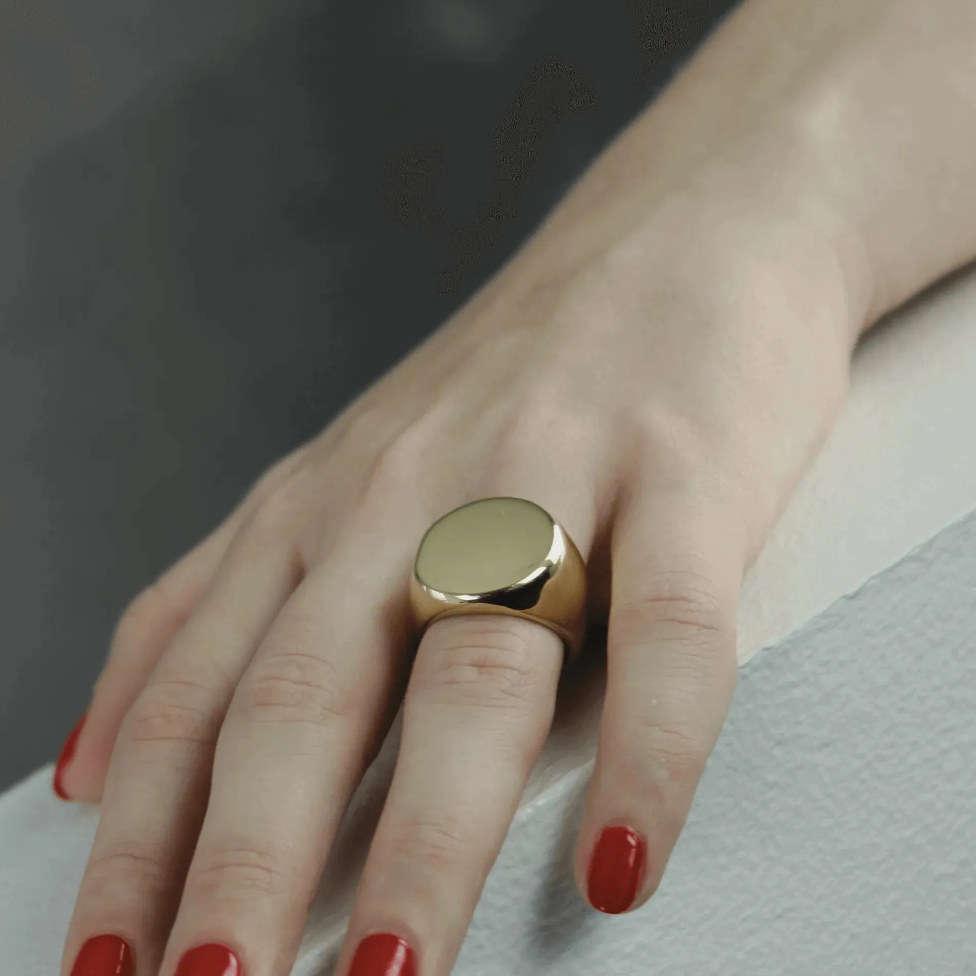Courage Waterproof Chunky Signet Statement Ring 18K Gold Plating