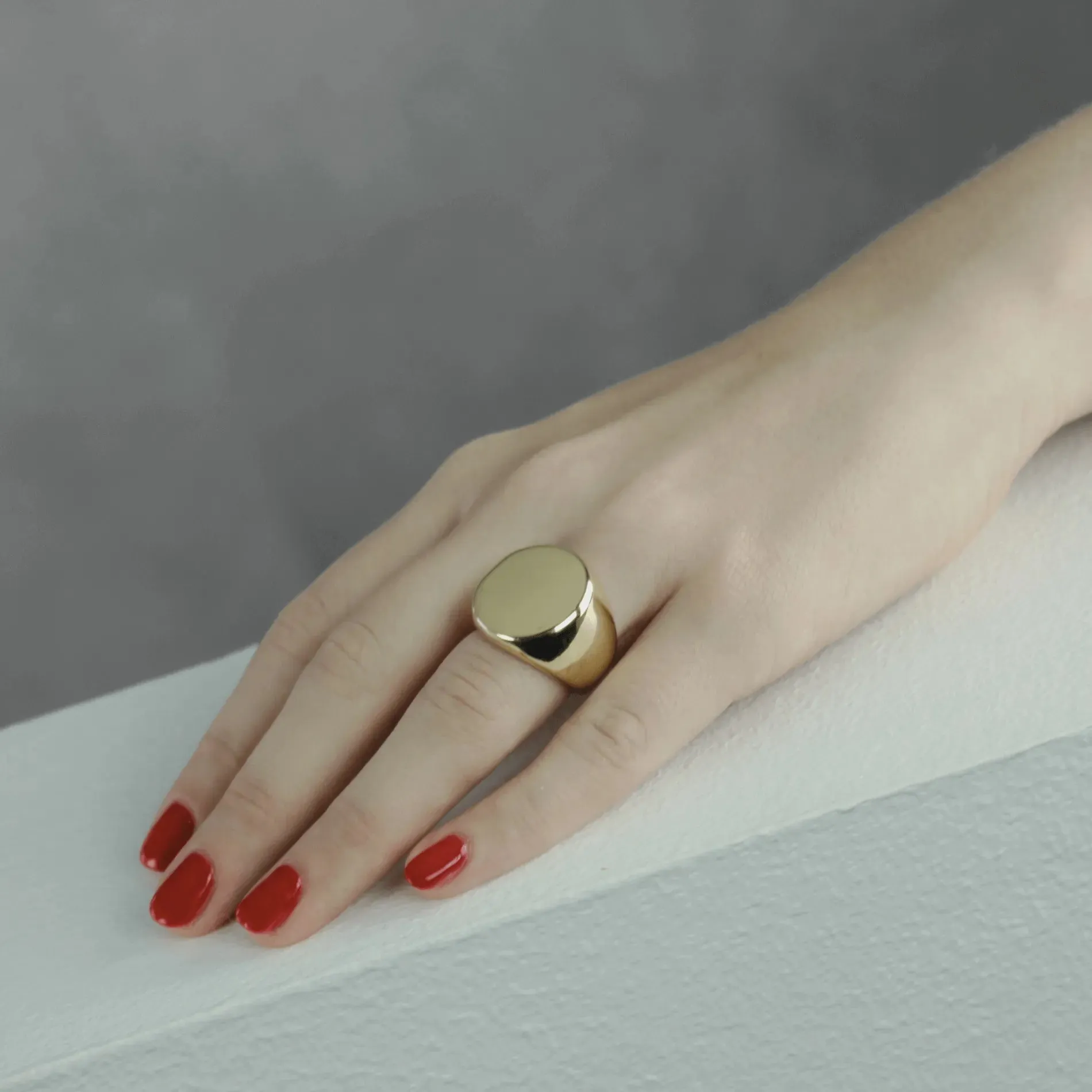 Courage Waterproof Chunky Signet Statement Ring 18K Gold Plating