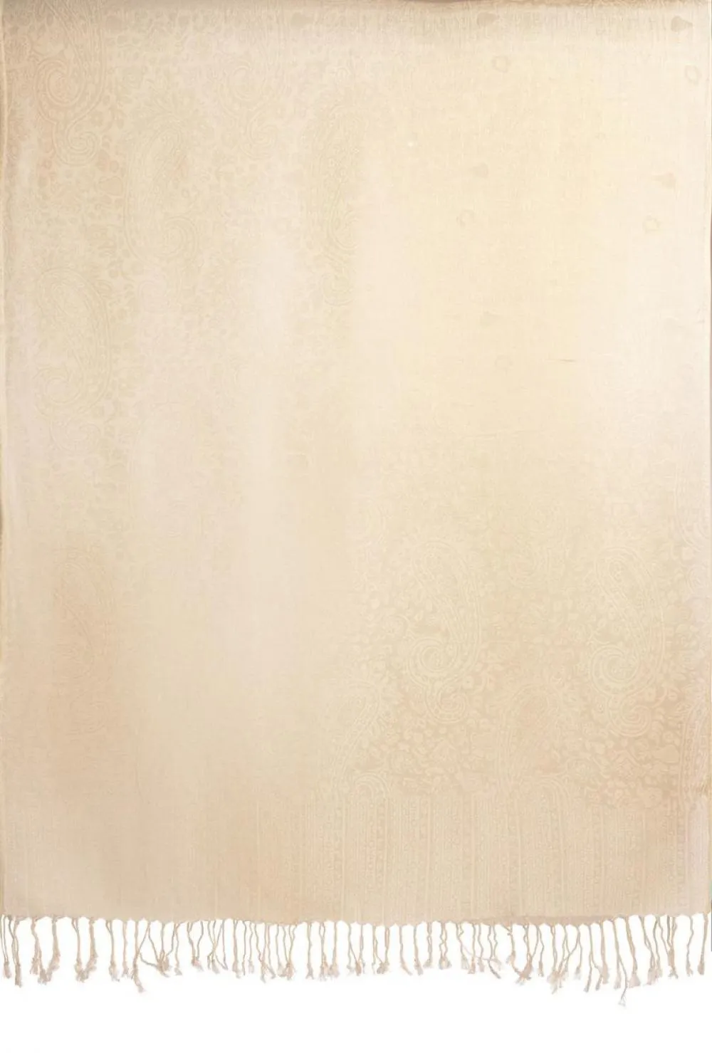 Cream Paisleys Pashmina Feel With Tassels