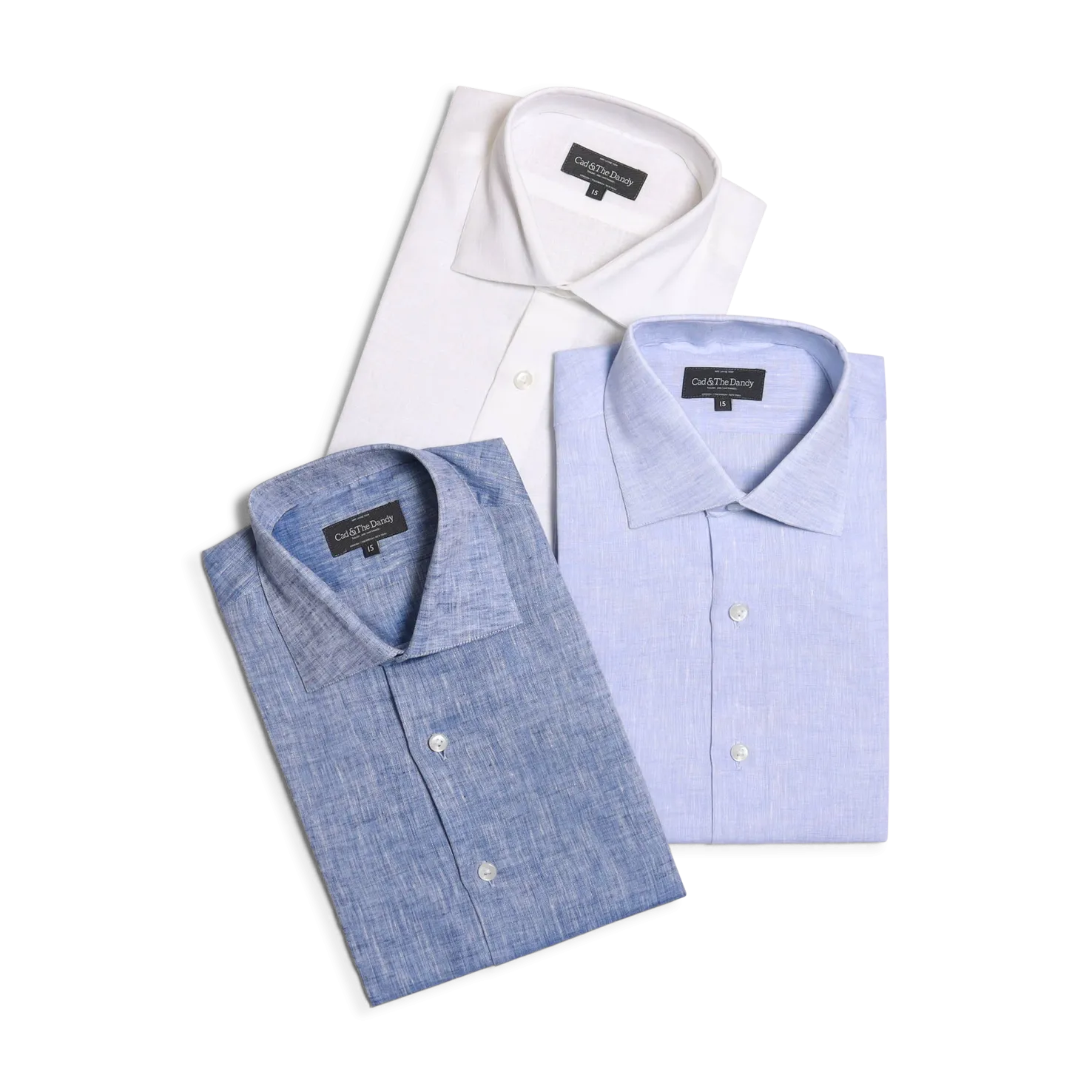 Cutaway Collar Shirt in Mid Blue Linen