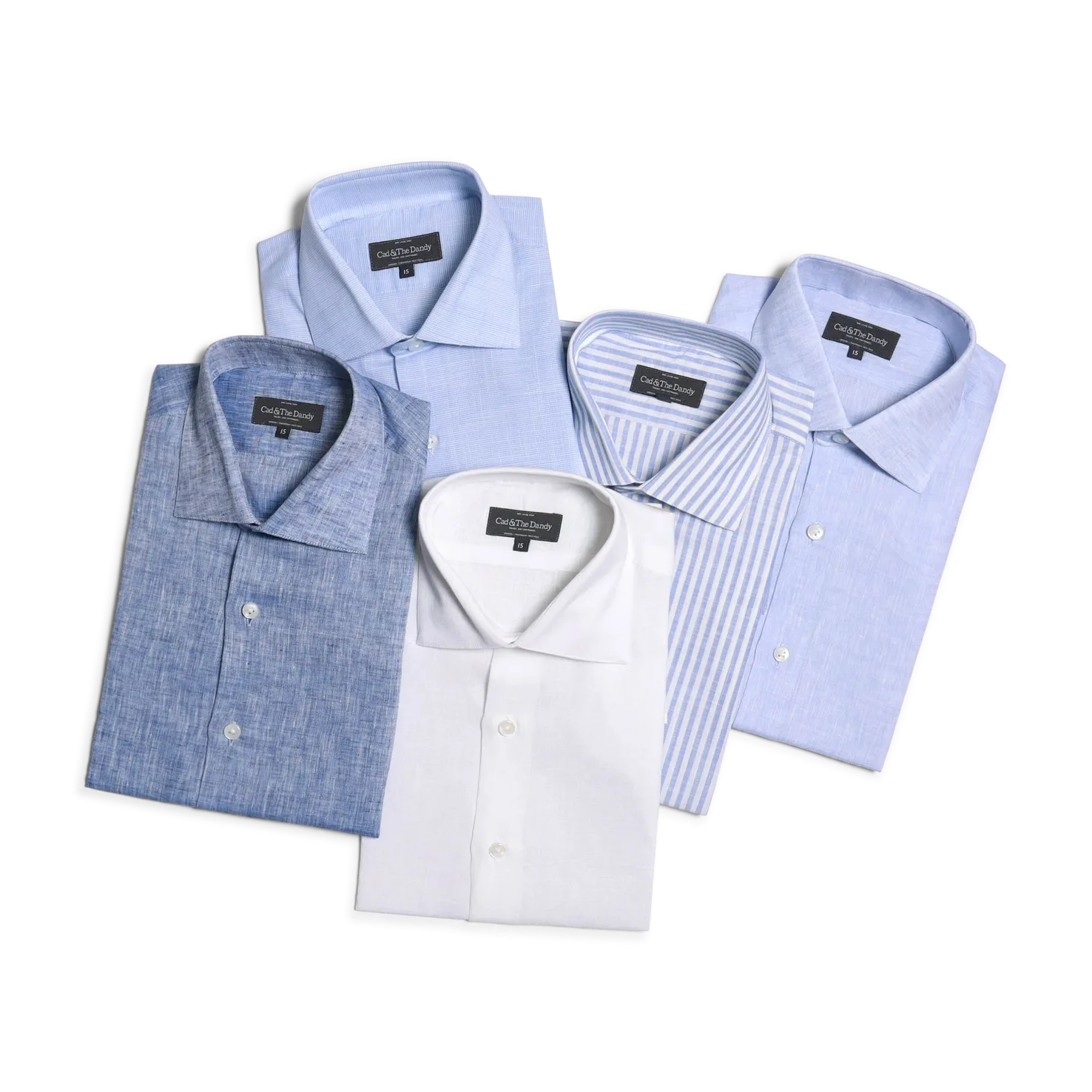 Cutaway Collar Shirt in Mid Blue Linen
