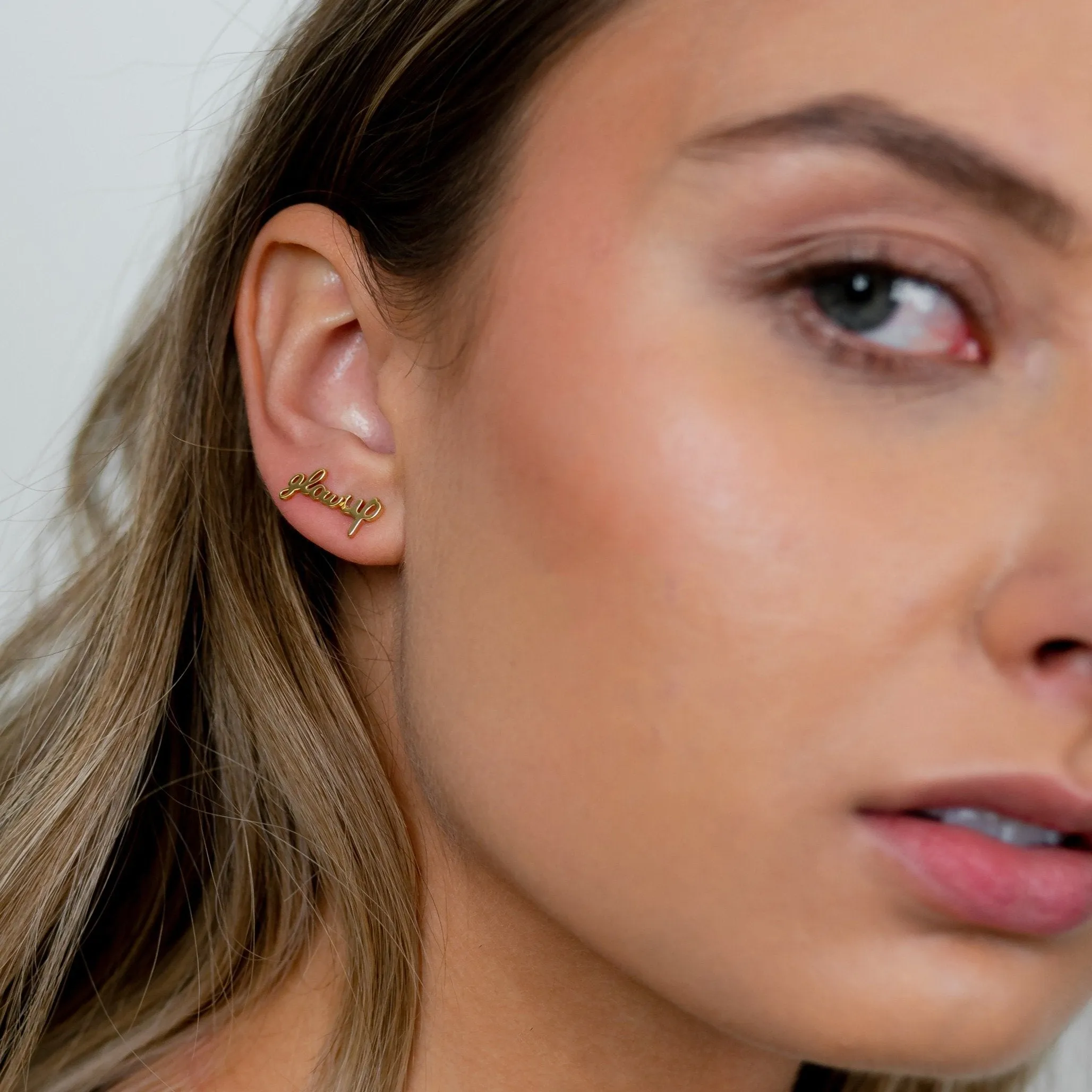 Dainty Script Mantra Earrings