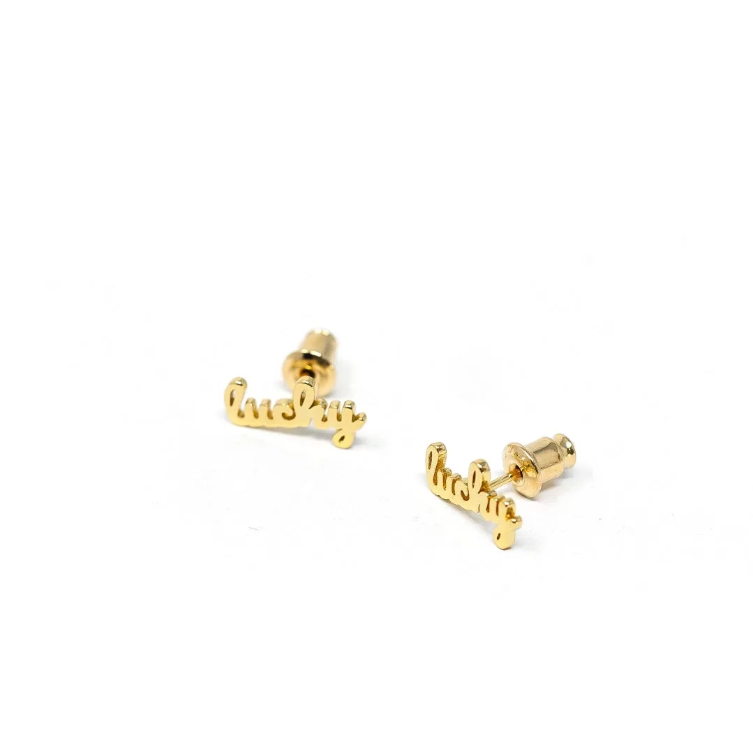 Dainty Script Mantra Earrings