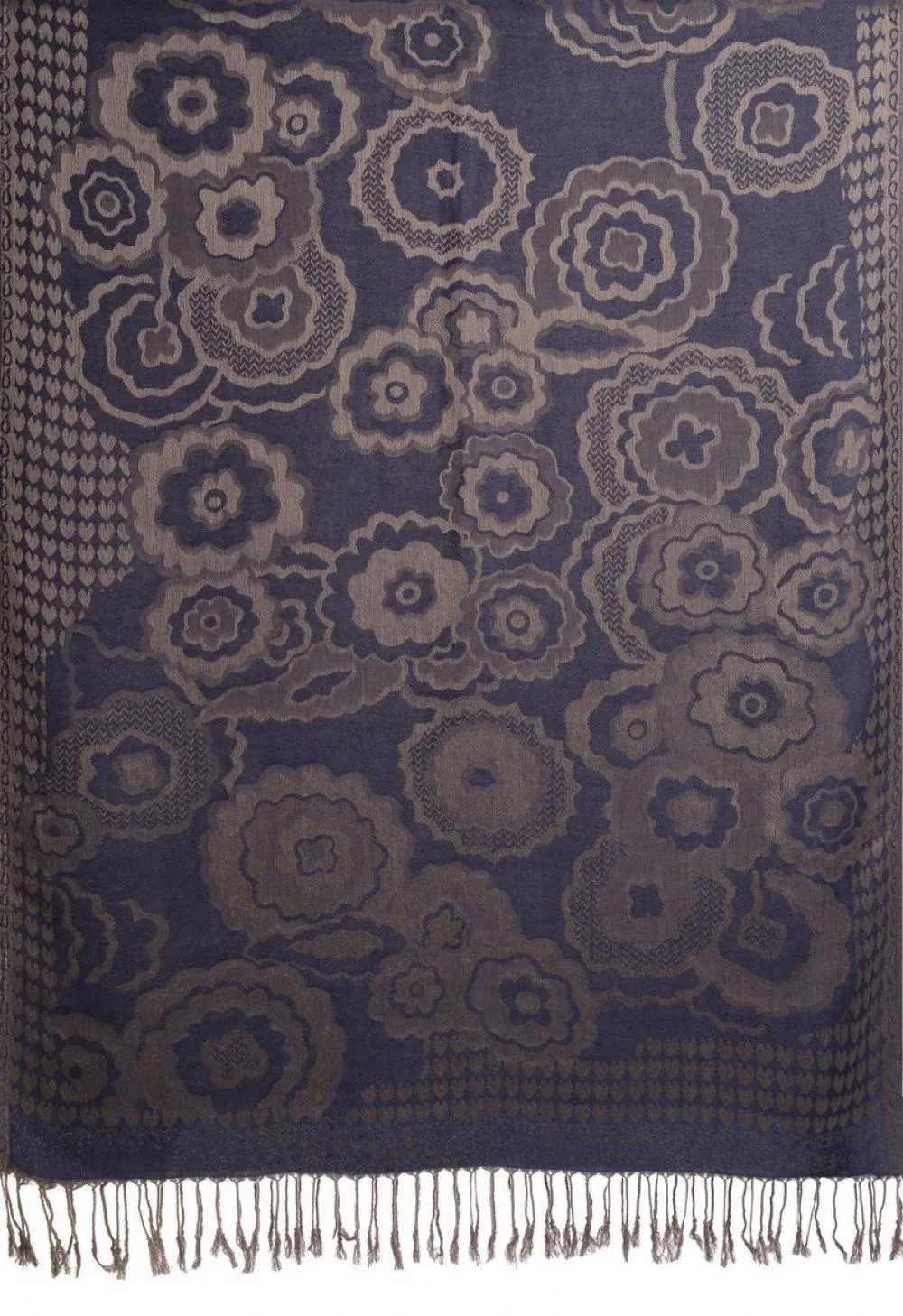 Daisies On Violet Blue Pashmina Feel With Tassels