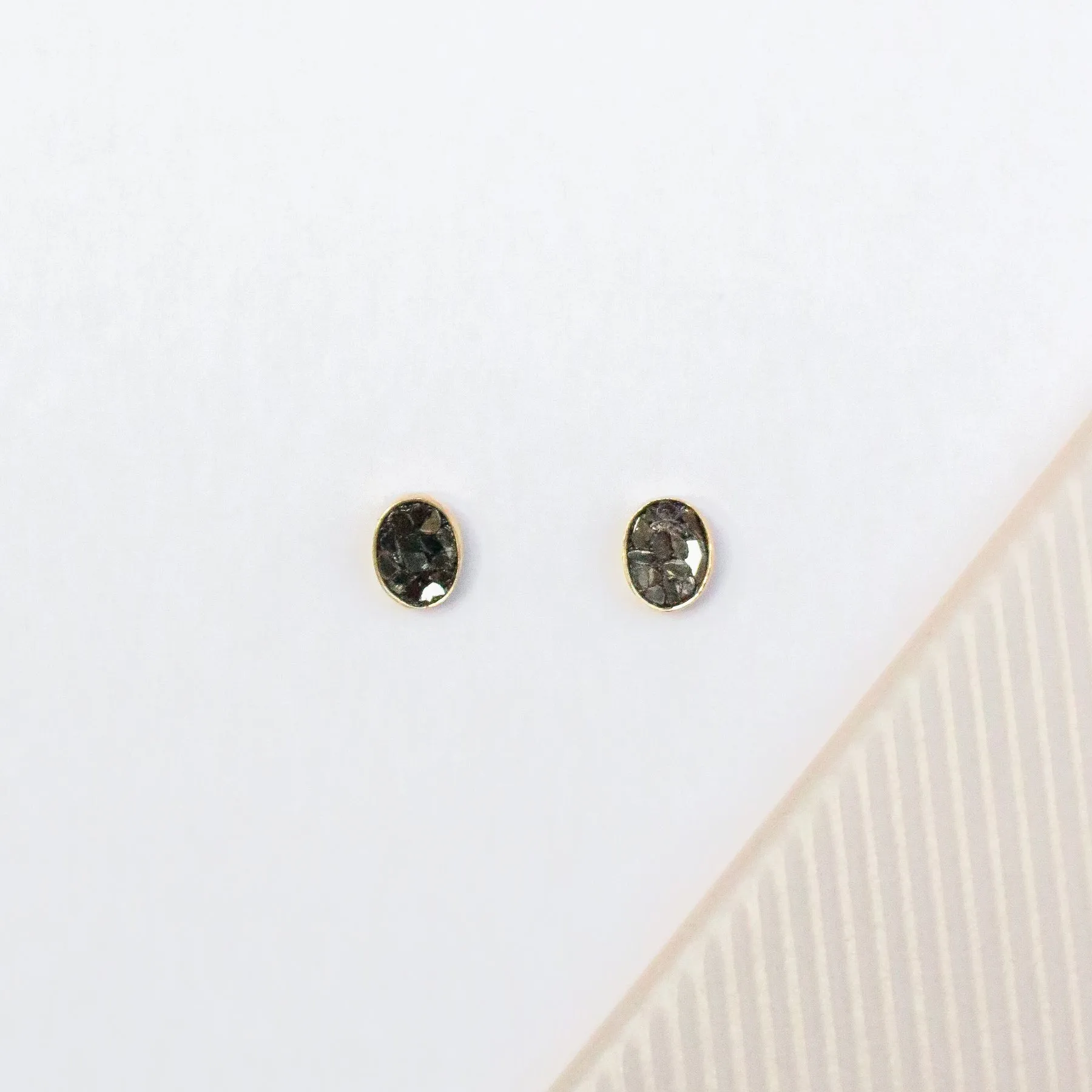 Deco Oval Black Diamond Earrings
