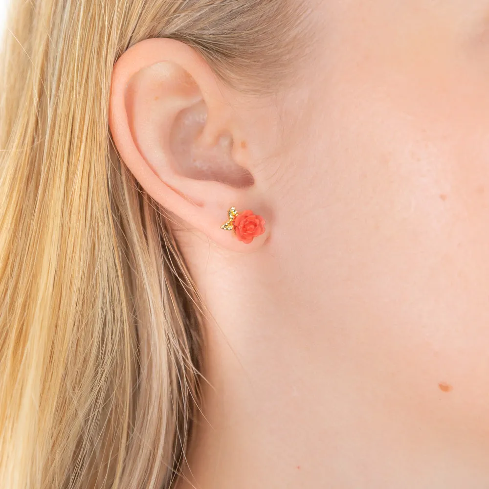 DISNEY Beauty and the Beast Enchanted Rose Stud Earrings