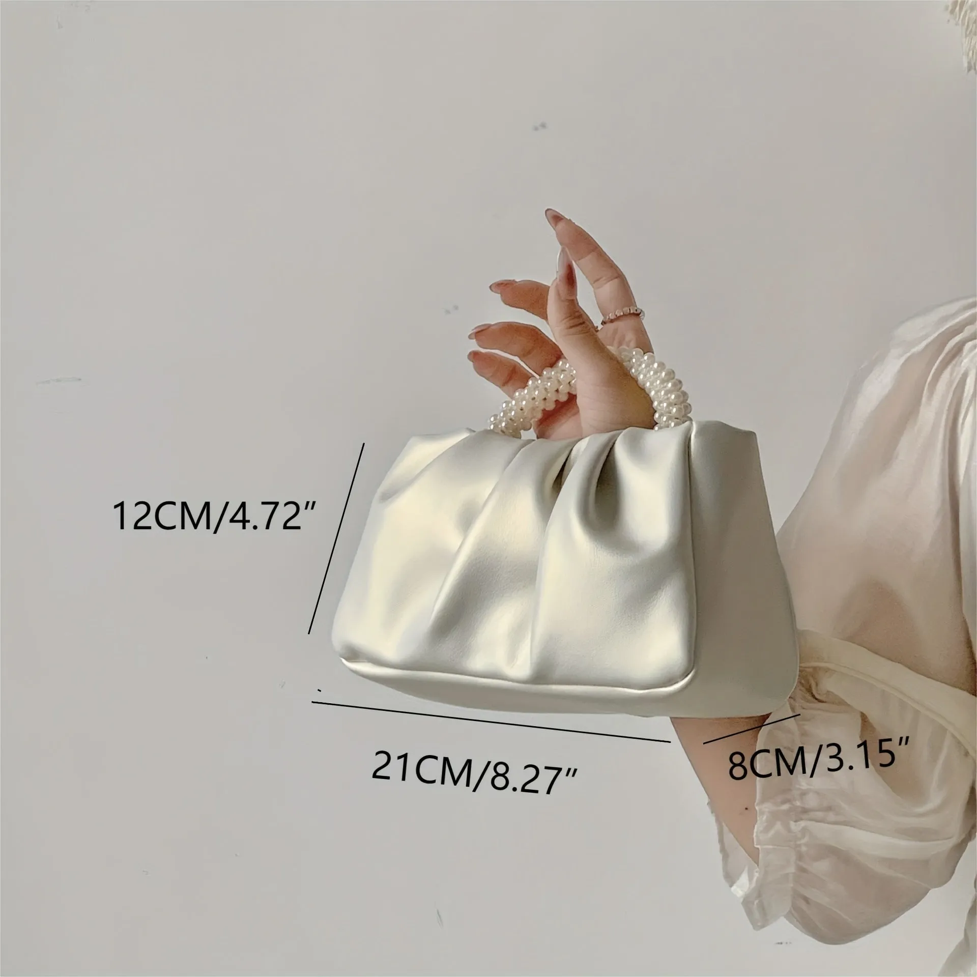 Elegant Beaded Handle Satchel Trendy  Versatile Handbag