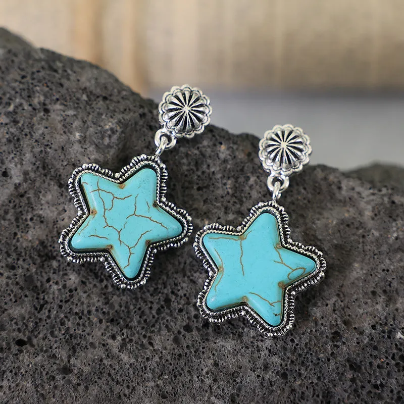 Fashion Pentagram Creative Turquoise Earrings